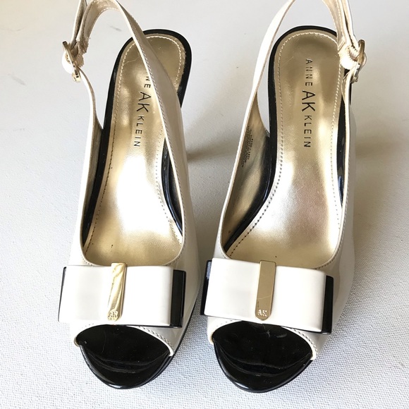 Anne Klein Shoes - Ann Klein Black Cream Patent Leather Sandals